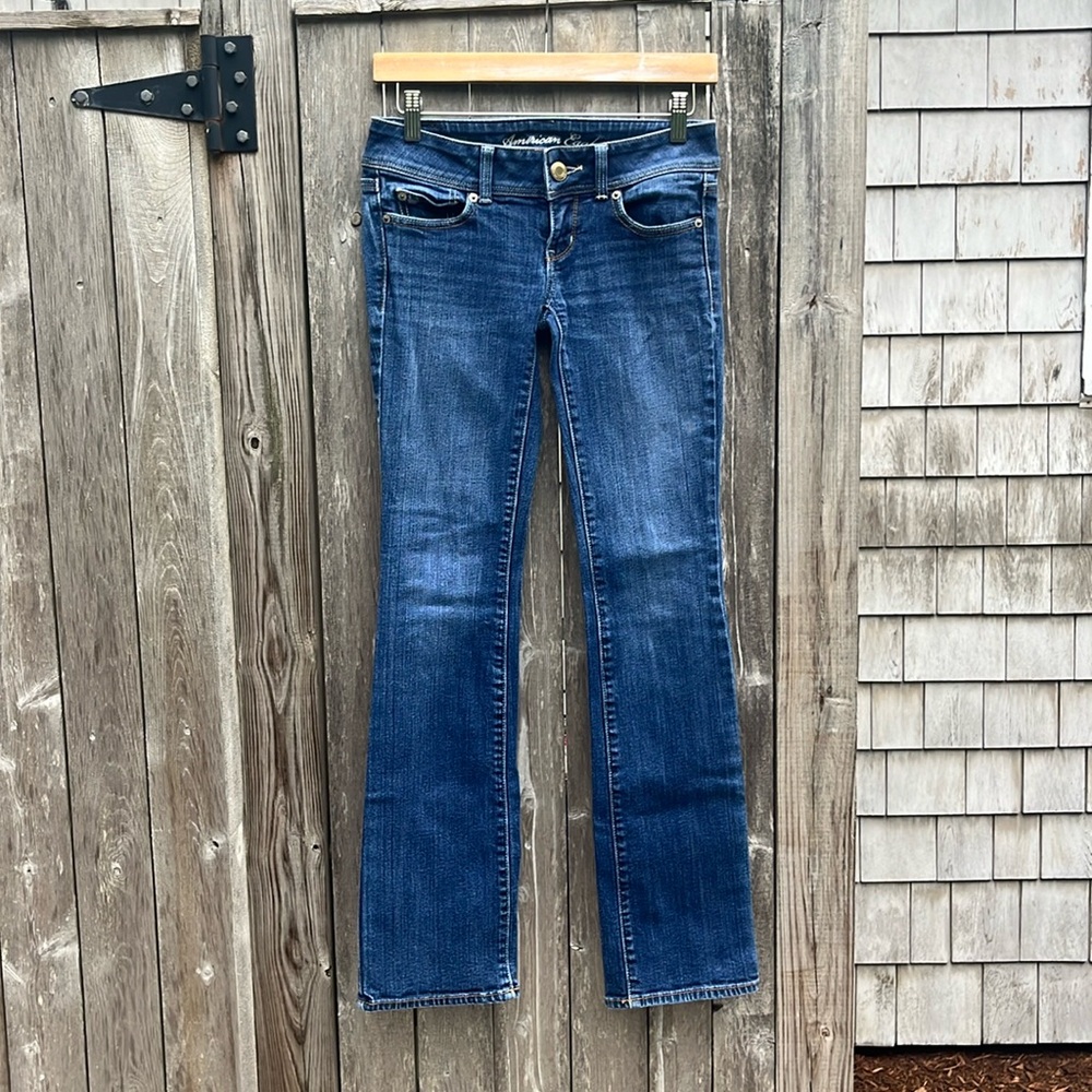 American Eagle Dark Wash Stretch Slim Boot Cut Jeans,Size 0